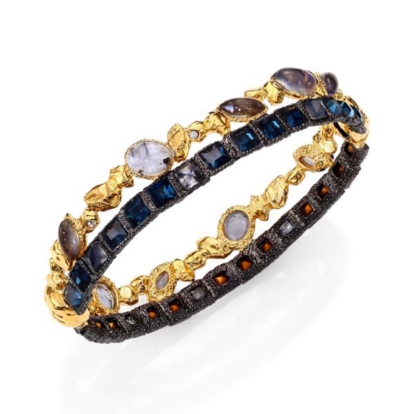 Elements Phoenix Labradorite & Crystal Skinny Stacked Bracelet - Picture 1 of 14
